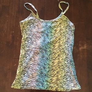 Blue and green zebra striped tank